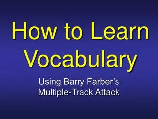 How to Learn Vocabulary