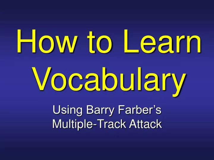how to learn vocabulary