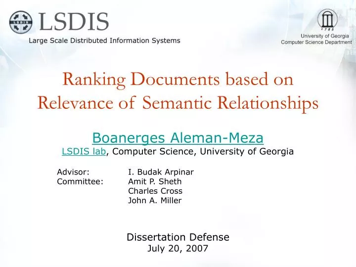 ranking documents based on relevance of semantic relationships