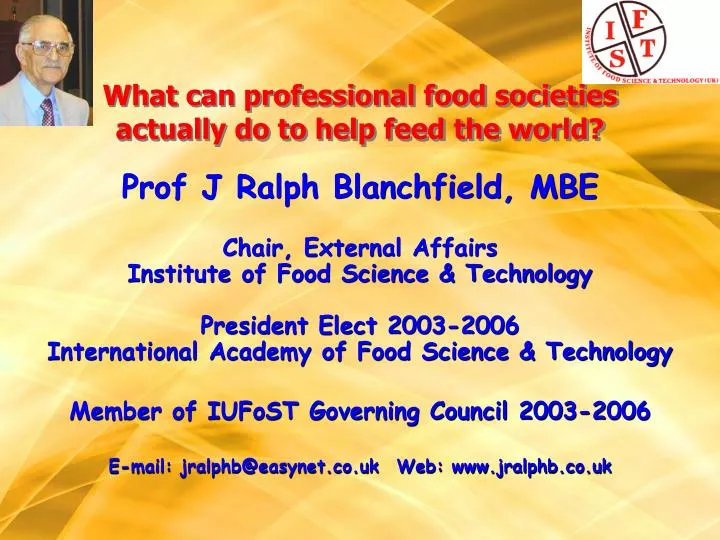 what can professional food societies actually do to help feed the world