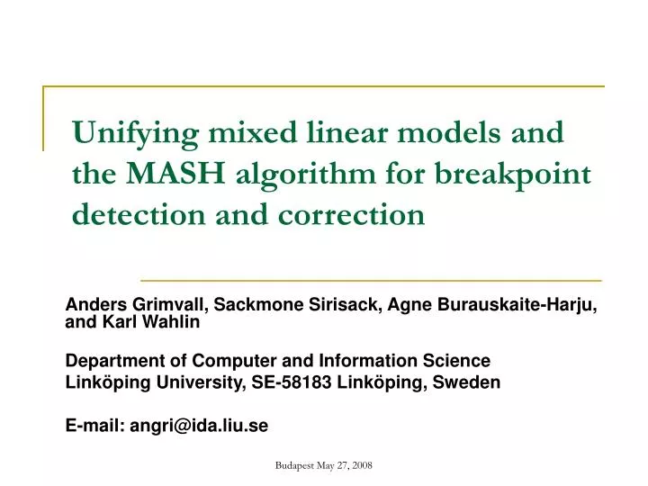 unifying mixed linear models and the mash algorithm for breakpoint detection and correction