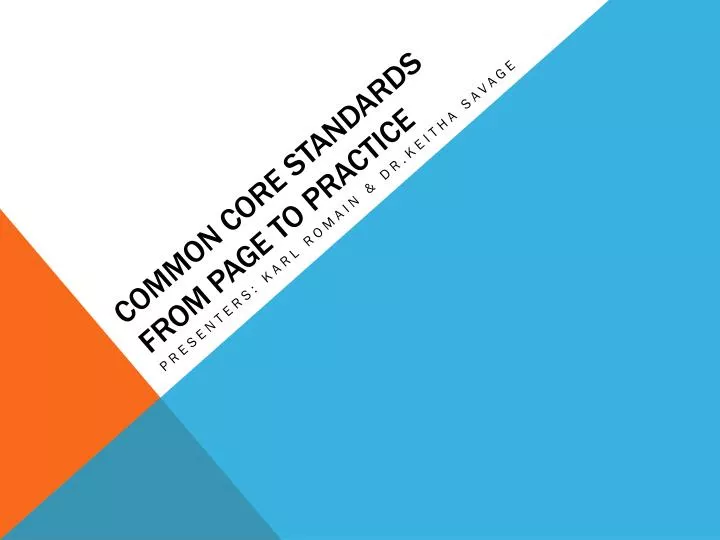 common core standards from page to practice