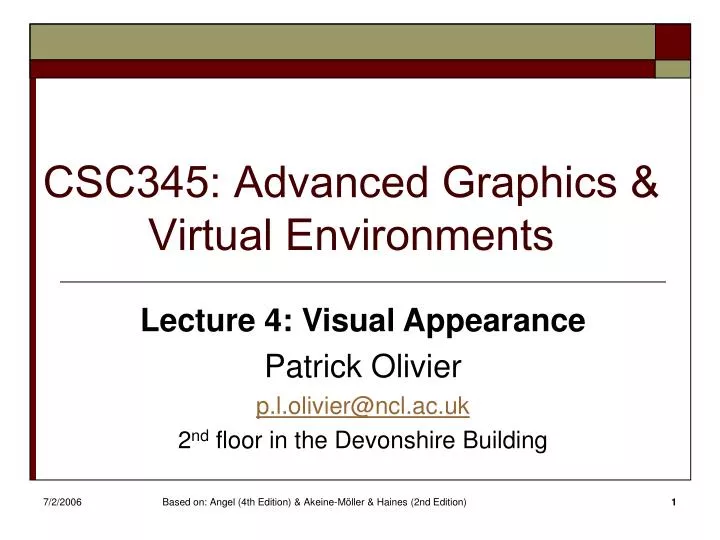 csc345 advanced graphics virtual environments