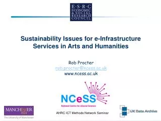 Sustainability Issues for e-Infrastructure Services in Arts and Humanities