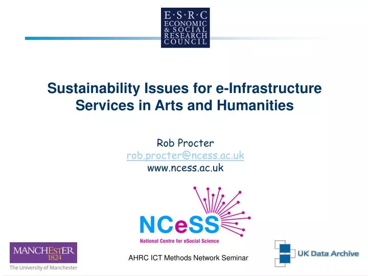sustainability issues for e infrastructure services in arts and humanities