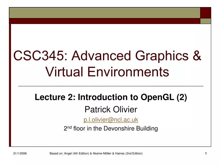 csc345 advanced graphics virtual environments