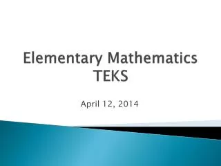 Elementary Mathematics TEKS