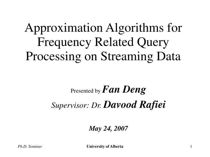 approximation algorithms for frequency related query processing on streaming data
