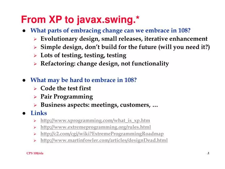 from xp to javax swing