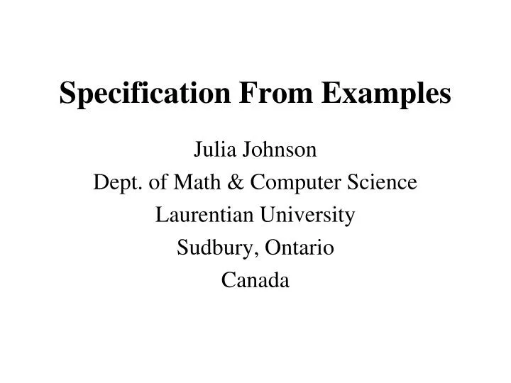 specification from examples