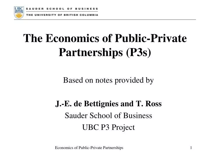 the economics of public private partnerships p3s