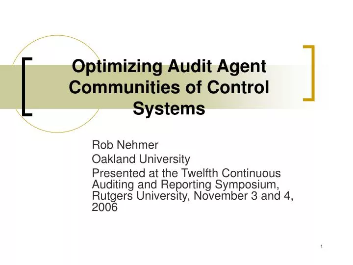 optimizing audit agent communities of control systems