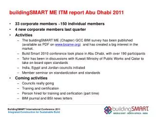 buildingSMART ME ITM report Abu Dhabi 2011