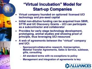 “Virtual Incubation” Model for Start-up Companies