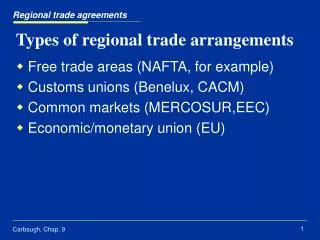 Types of regional trade arrangements