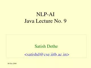 NLP-AI Java Lecture No. 9