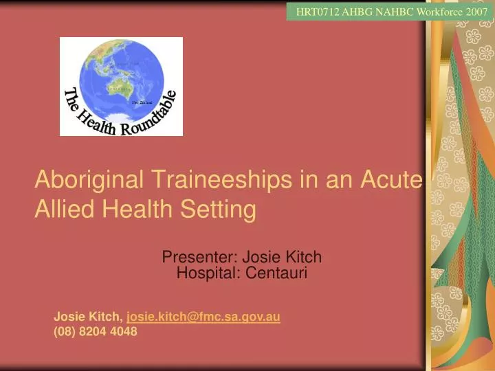 aboriginal traineeships in an acute allied health setting
