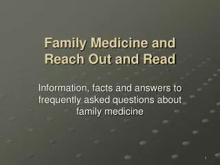 Family Medicine and Reach Out and Read