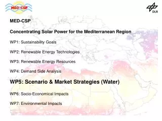 MED-CSP Concentrating Solar Power for the Mediterranean Region WP1: Sustainability Goals