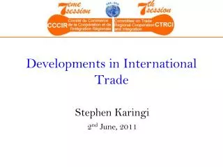 Developments in International Trade