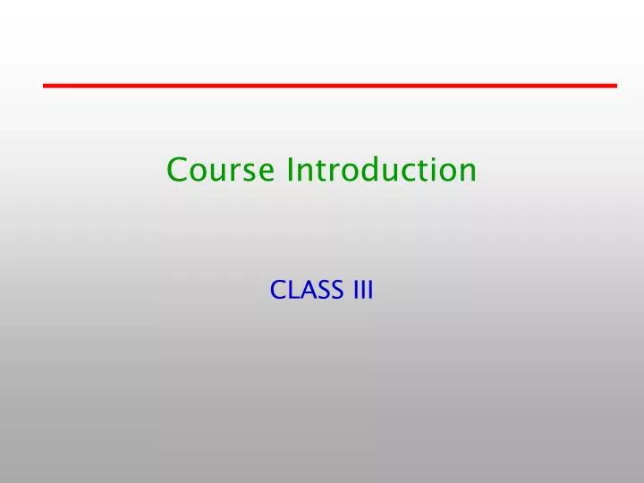 course introduction