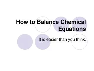 how to balance chemical equations
