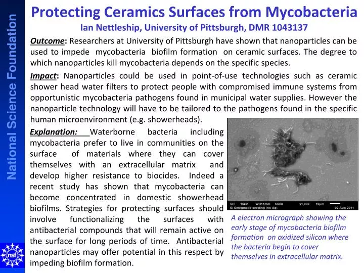 protecting ceramics surfaces from mycobacteria ian nettleship university of pittsburgh dmr 1043137
