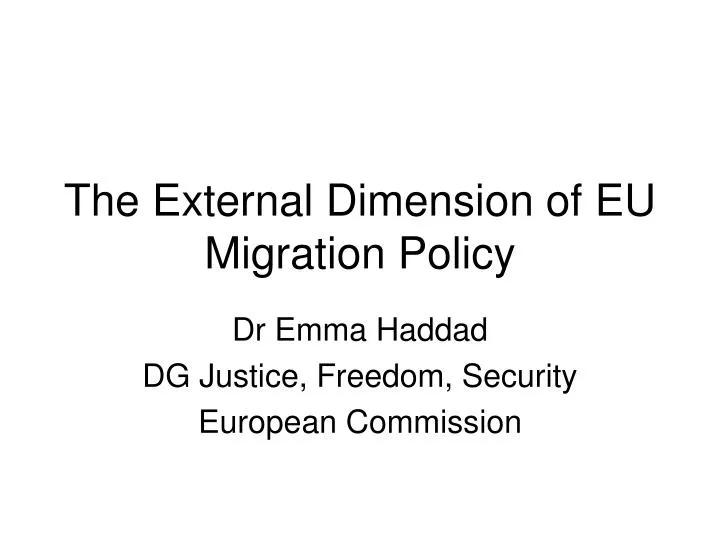 the external dimension of eu migration policy