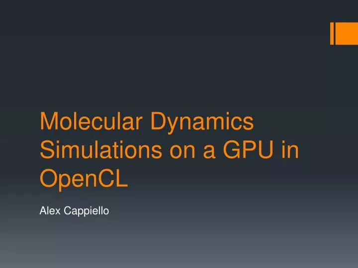 molecular dynamics simulations on a gpu in opencl