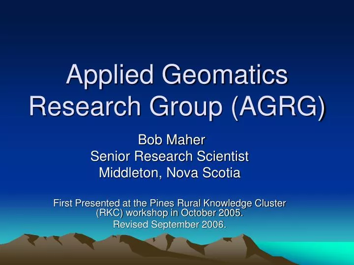 applied geomatics research group agrg
