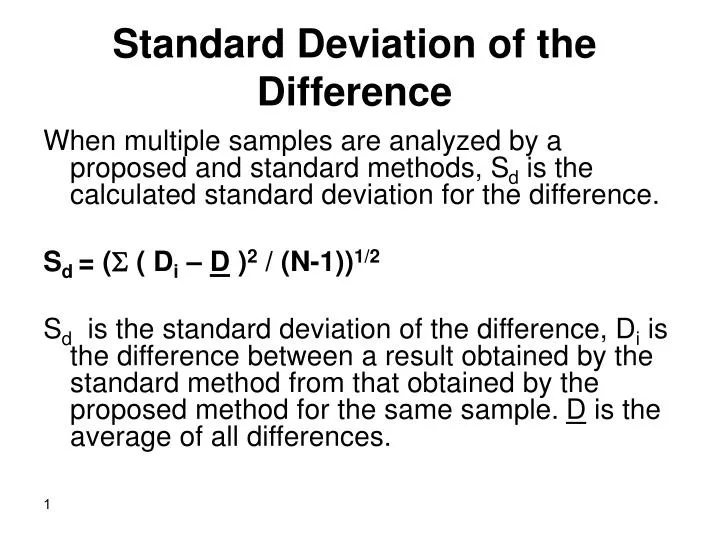 standard deviation of the difference