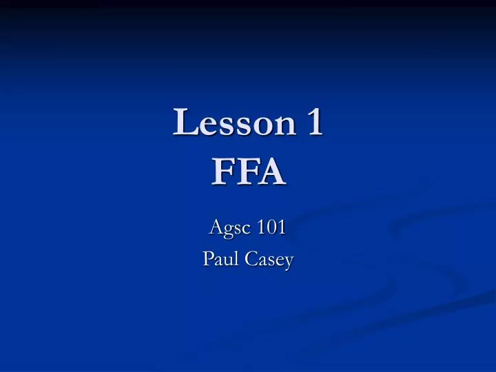 lesson 1 ffa