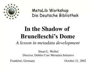 MetaLib Workshop Die Deutsche Bibliothek
