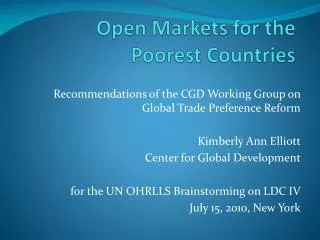 Open Markets for the Poorest Countries