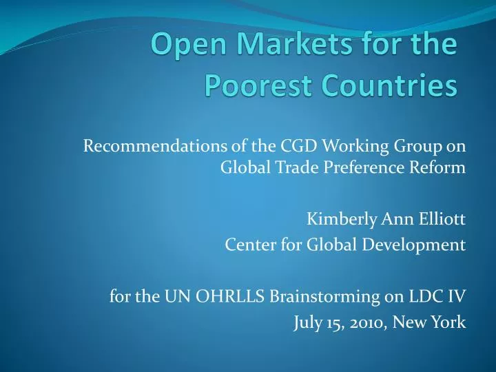 open markets for the poorest countries
