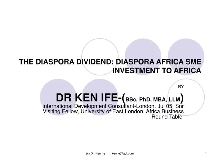 the diaspora dividend diaspora africa sme investment to africa