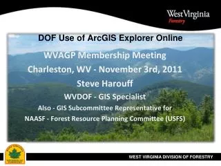 DOF Use of ArcGIS Explorer Online