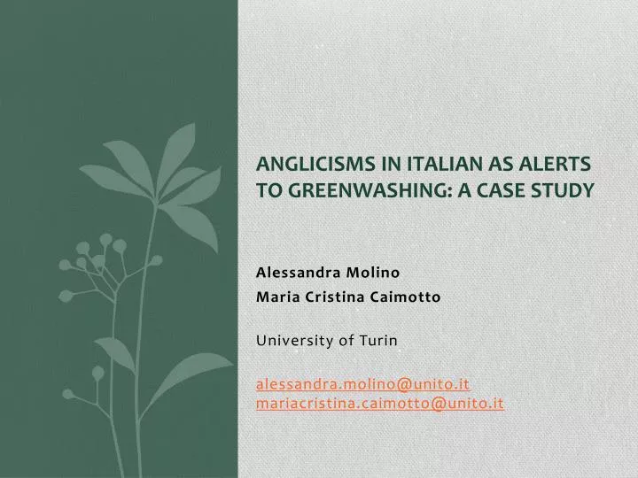 anglicisms in italian as alerts to greenwashing a case study