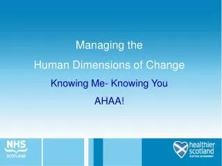 Managing the Human Dimensions of Change Knowing Me- Knowing You AHAA!