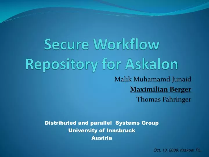 secure workflow repository for askalon