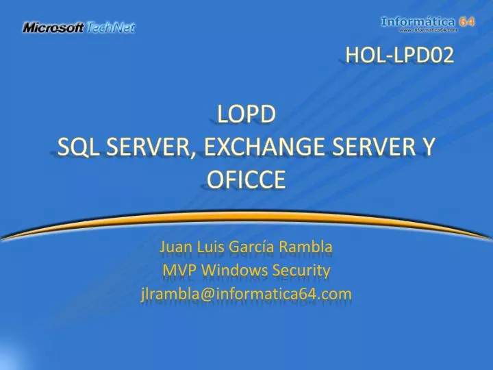 lopd sql server exchange server y oficce
