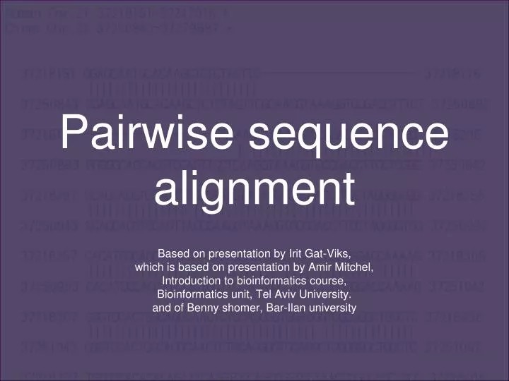pairwise sequence alignment