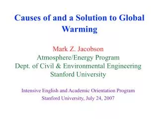 Causes of and a Solution to Global Warming