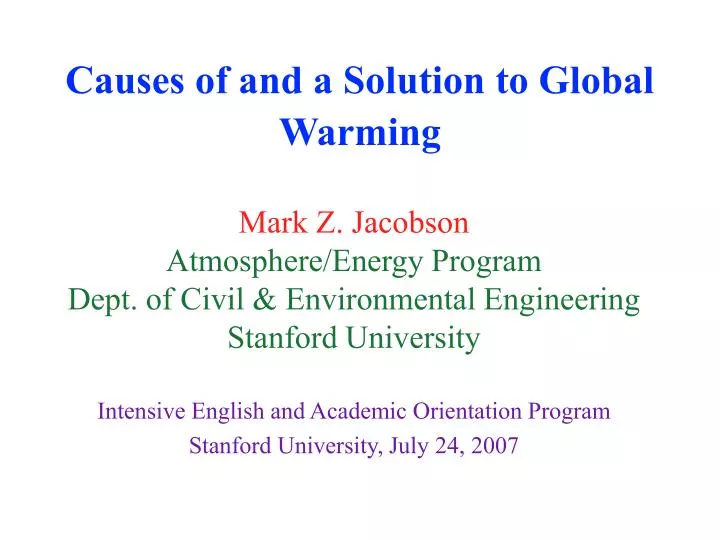 causes of and a solution to global warming