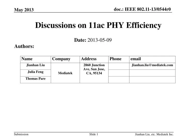 discussions on 11ac phy efficiency