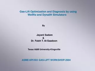 Gas-Lift Optimization and Diagnosis by using