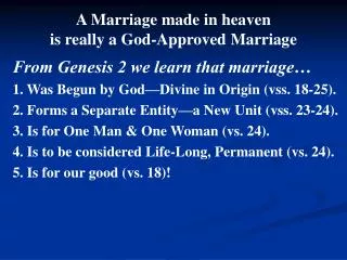 A Marriage made in heaven is really a God-Approved Marriage