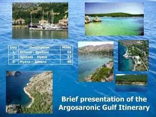 Brief presentation of the Argosaronic Gulf Itinerary