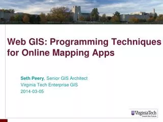 Web GIS: Programming Techniques for Online Mapping Apps