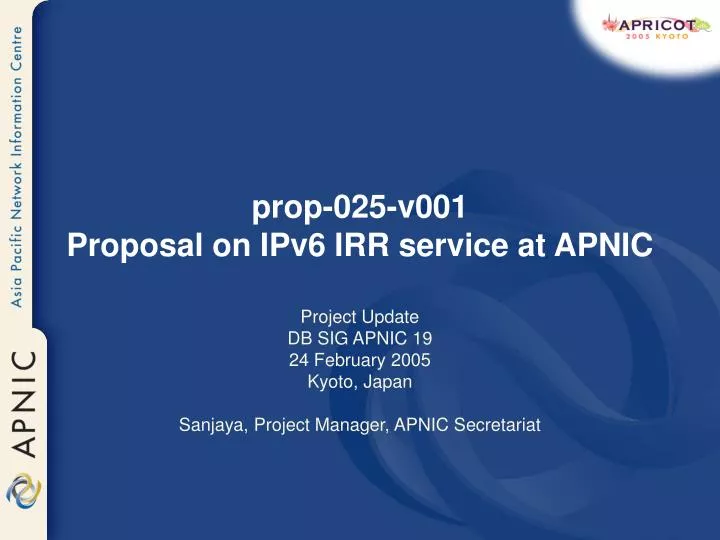 prop 025 v001 proposal on ipv6 irr service at apnic